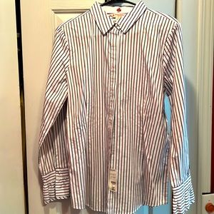 Brooks Brother White Blouse with Stripes